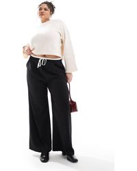 Yours - Contrast Drawstring Waist Wide Leg Trousers - Lyst