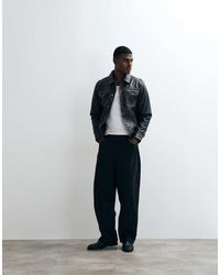 Barneys Originals - Washed Real Leather Trucker Jacket - Lyst