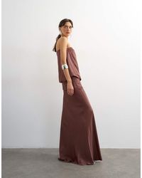TOPSHOP - Satin Dropped Waist Blouson Bandeau Maxi Dress - Lyst