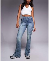Liquor N Poker - Stitch Detail Mid Rise Flare Jeans - Lyst