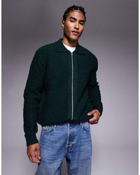 ASOS - Relaxed Knit Boucle Zip Through Cardigan - Lyst