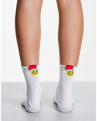 ASOS - Christmas Ankle Socks With Happy Santa - Lyst