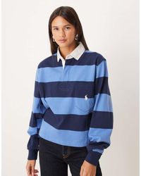 Polo Ralph Lauren - Cropped Stripe Cinched Waist Rubgy Shirt - Lyst
