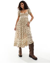 Free People - Shirred Chintzy Floral Midaxi Dress - Lyst