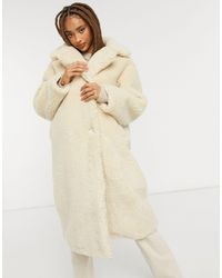 Monki Manteau en imitation peau - Blanc