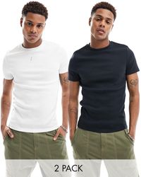 ASOS - 2 Pack Rib Muscle Fit T-shirt - Lyst
