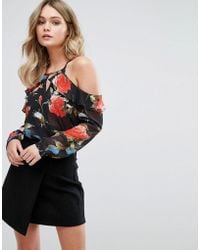 lipsy black cold shoulder top