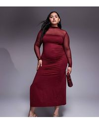 Renee Studio - Mesh High Neck Hotfix Side Split Maxi Dress - Lyst