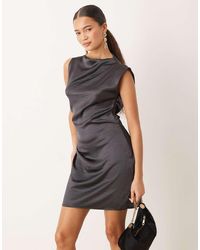 Mango - Ruched Side Satin Sleeveless Mini Dress - Lyst