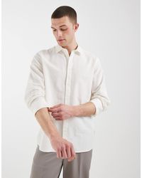 Blend - – langärmliges regular-fit-hemd aus baumwoll-leinen - Lyst