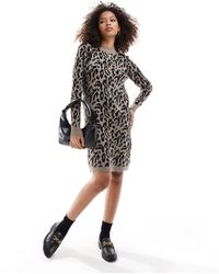 Object - – strickkleid mit tierfellmuster - Lyst