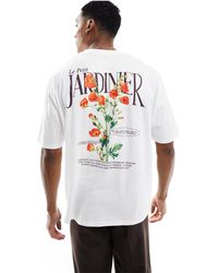 ASOS - T-shirt oversize bianca con stampa di fiori sul retro - Lyst