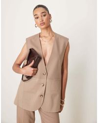 ASOS - Chaleco Color Moca Extragrande De (Parte De Un Conjunto) - Lyst