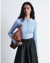 & Other Stories - Knitted Rib Fitted Polo Top With Mixed Fabric Collar - Lyst