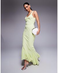 ASOS - Scoop Neck Raw Edge Maxi Dress With Hem Detail - Lyst