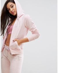 lipsy velour hoodie with diamante crown back