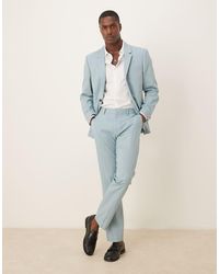 ASOS - Linen Look Slim Suit Trousers With Front Pleat - Lyst