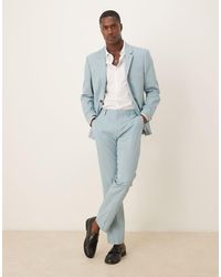 ASOS - Linen Look Slim Suit Trousers With Front Pleat - Lyst