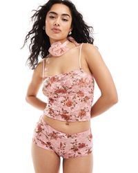 Motel - Bow Detail Lace Cami Co-ord - Lyst
