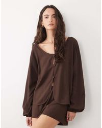 ASOS - Linen Blend Volume Sleeve Blouse Co Ord - Lyst