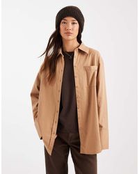 ASOS - Camisa Extragrande Con Puños Anchos De -Neutro - Lyst