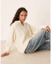 Wrangler - Wool Blend V-neck Cable Knit Jumper - Lyst