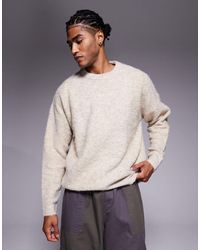 ASOS - Oversized Knit Boucle Crew Neck Sweater - Lyst