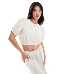 Vila - Cotton Puff Sleeve Top Co-ord - Lyst