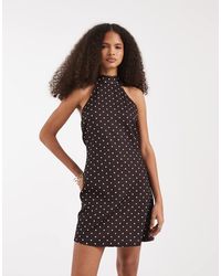Vero Moda - Halter Neck Polka Dot Mini Dress - Lyst