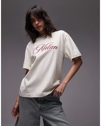 TOPSHOP - Embroidered Milan Premium Short Sleeve Tee - Lyst