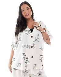 ASOS - Asos Design Curve Linen Blend Short Sleeve Co-Ord Shirt - Lyst