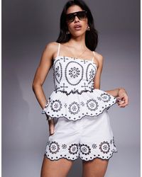 River Island - Broderie Peplum Cami - Lyst