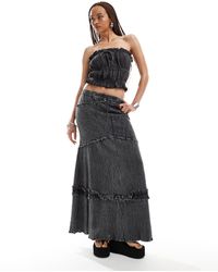 Collusion - Cotton Crinkle Column Maxi Skirt Co-ord With Shirred Detail - Lyst