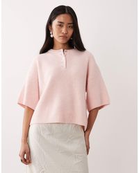 Pretty Lavish - Fluffy Knit Button Detail Top - Lyst