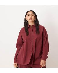 ASOS - Asos Design Curve Seersucker Wrap Back Stripe Shirt Co-ord - Lyst