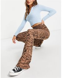 Pull\u0026Bear Denim Cord Flare Pants in Brown | Lyst UK