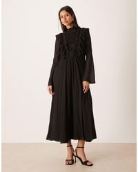 ASOS - High Neck Ruffle Maxi Dress With Lace Inserts And Ties - Lyst