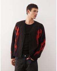 Weekday - Wool Blend Oversized Cardigan With Flame Graphic - Lyst