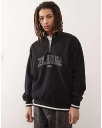 X-Large - Sweatshirt Met Halve Rits En Logo - Lyst