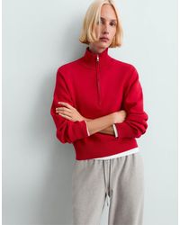 Oysho - Cotton-blend Half-zip Knit Jumper - Lyst