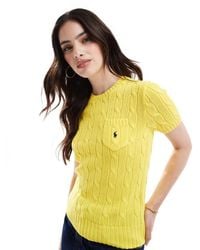 Polo Ralph Lauren - Maglione A Maniche Corte Lavorato A Trecce Acceso - Lyst