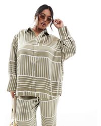 4th & Reckless - Satin Wide Cuff Button Front Shirt Co-ord - Lyst