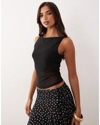 ASOS - Sheer Mesh Tank Top With Asymmetric Hem - Lyst