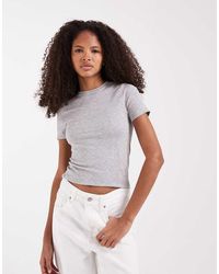 ASOS - Naadloze Geribbelde Bra-Free Baby Tee Met Ronde Hals - Lyst