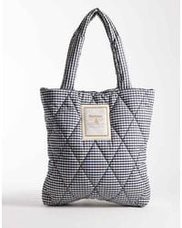Barbour - Riah Quilted Logo Gingham Tote Bag - Lyst