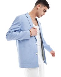 ASOS - – oversize-blazer aus blassem leinenmix mit lockerem schnitt - Lyst