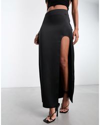 ASOS - Satin Maxi Skirt With High Curved Split - Lyst