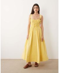 ASOS - Ruched Bodice Maxi Sundress With Full Skirt And Multi Stitched Hem - Lyst