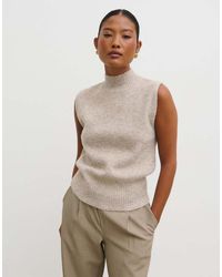 Pretty Lavish - Knitted High Neck Sleeveless Jumper - Lyst