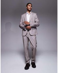 River Island - Slim Textured Suit Pants - Lyst